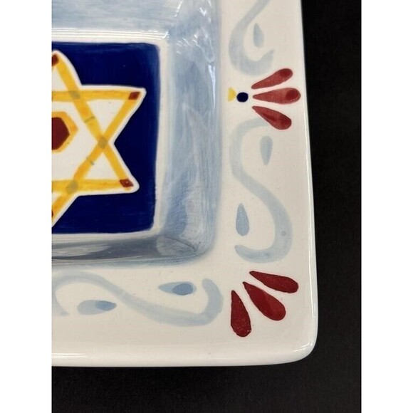 1980'S LARGE CERAMIC DIVIDED SERVING PLATTER JEWISH HANUKKAH CHANUKAH DESIGN - Picture 4 of 7